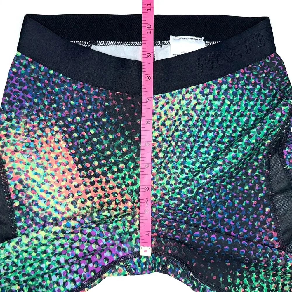Nike Pro HyperCool Multicolor Pattern Mesh Capri Leggings Size Small